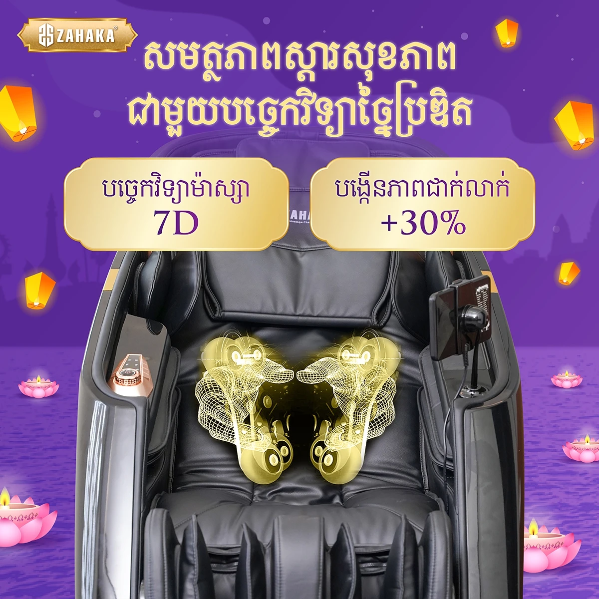 Close-up of Zahaka SmartTouch 7D roller technology